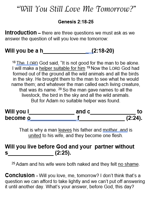 Sermon Outline for June 15, 2025